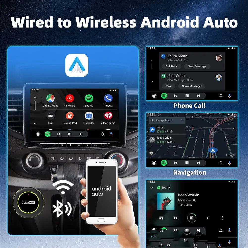 Switching box module vehicle-mounted wireless adapter C6 in black with Type-C and USB interfaces