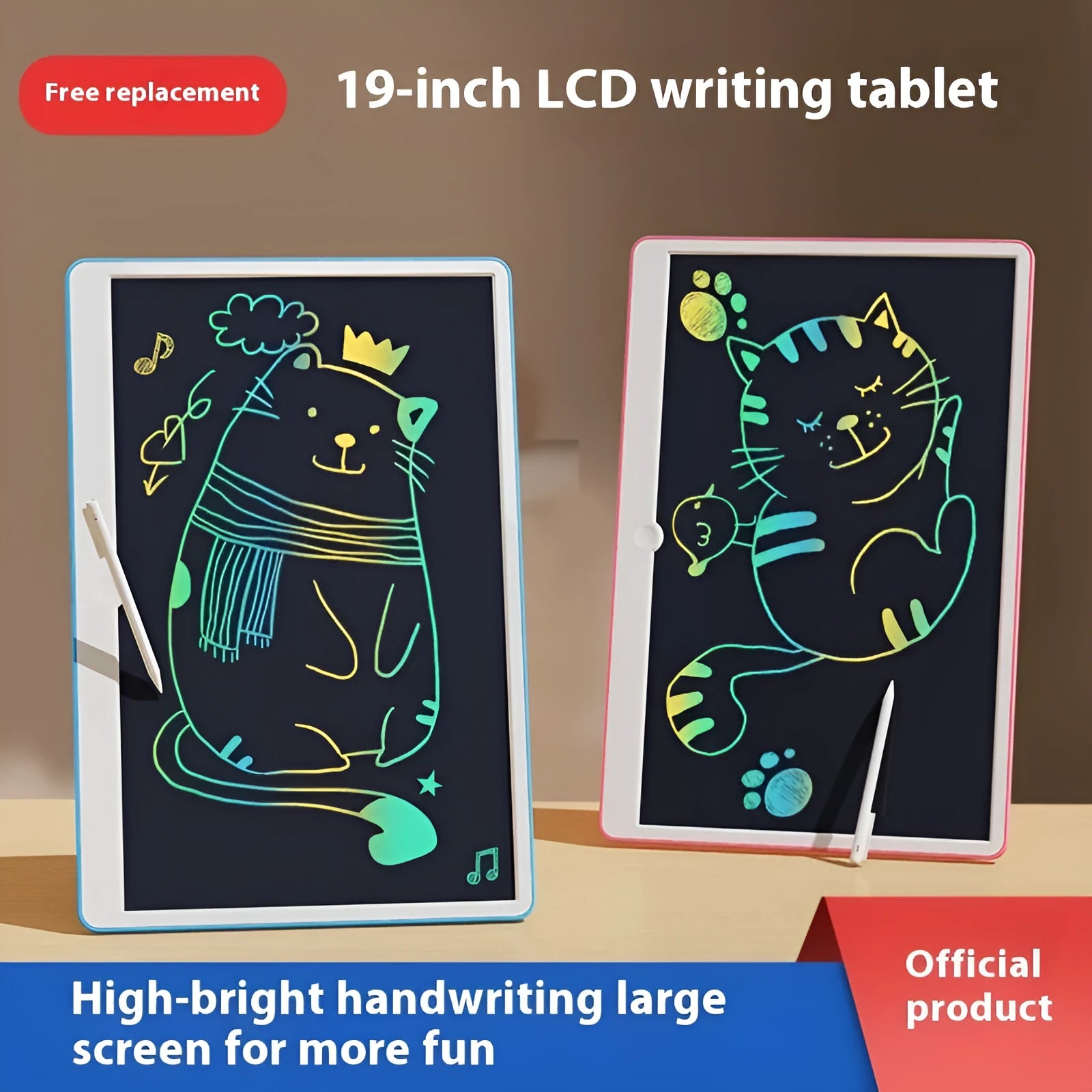 19-inch LCD drawing board for children with rechargeable battery and clear button
