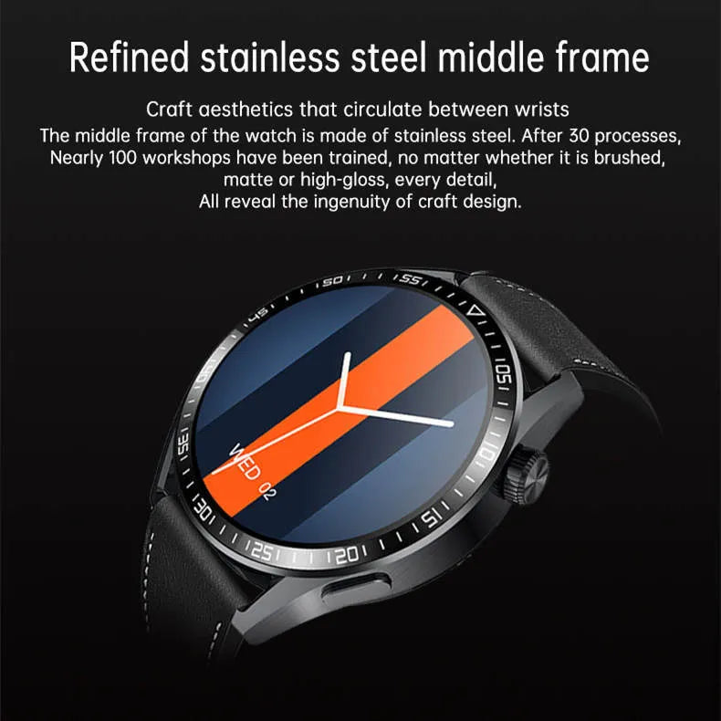 Black GS3 Max smartwatch on wrist showing home screen with time and health stats.
