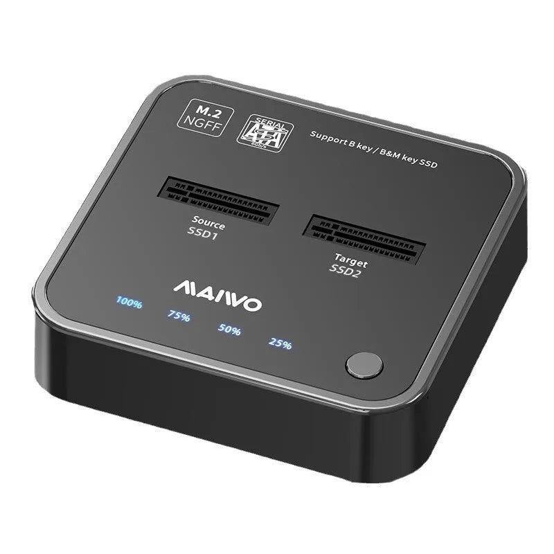 MAIWO K3016 M.2 solid state drive dock with data cables and power adapter for SATA and NVMe SSD copying