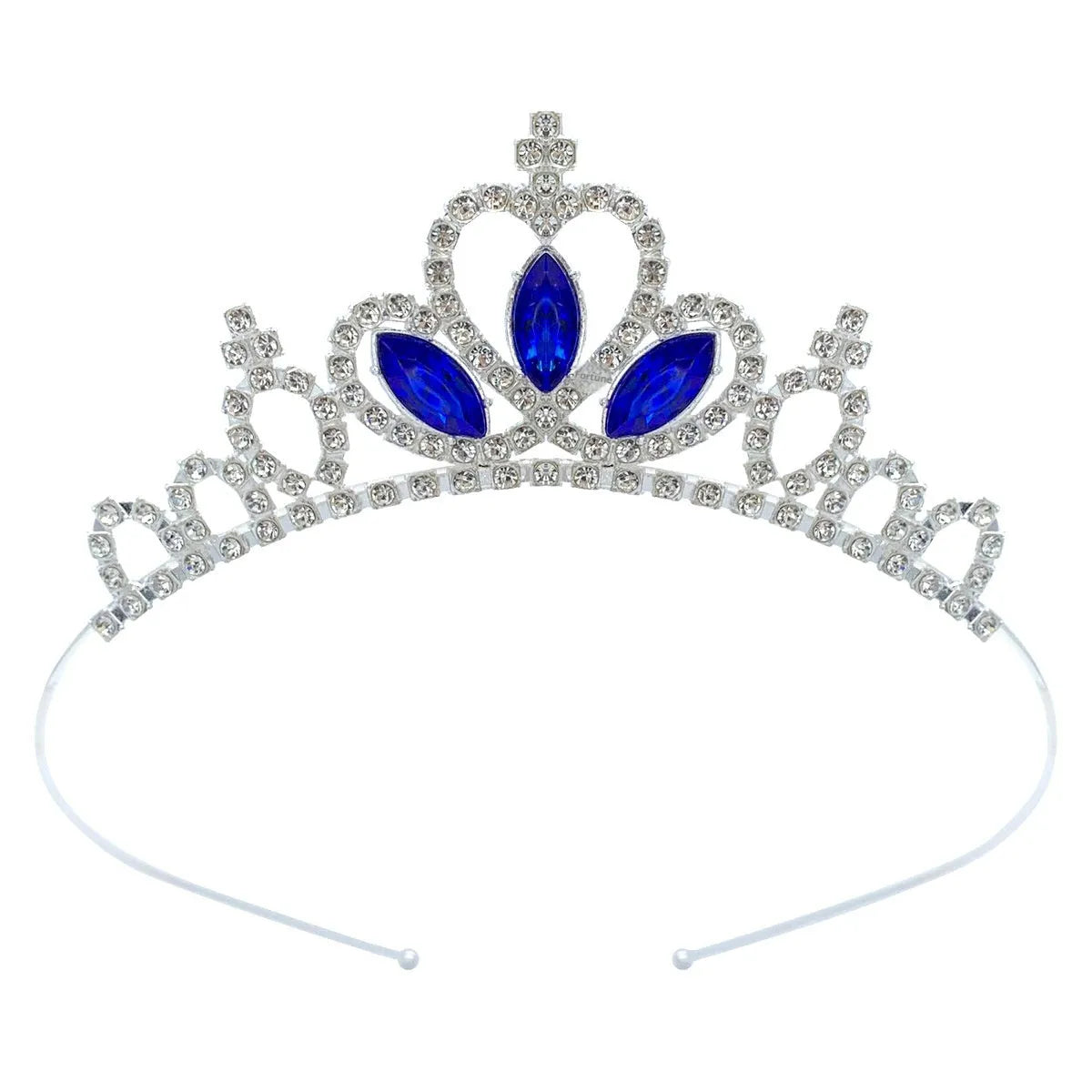 Gold and silver alloy princess crown headdress with electroplated gemstone colour finishes for birthday parties