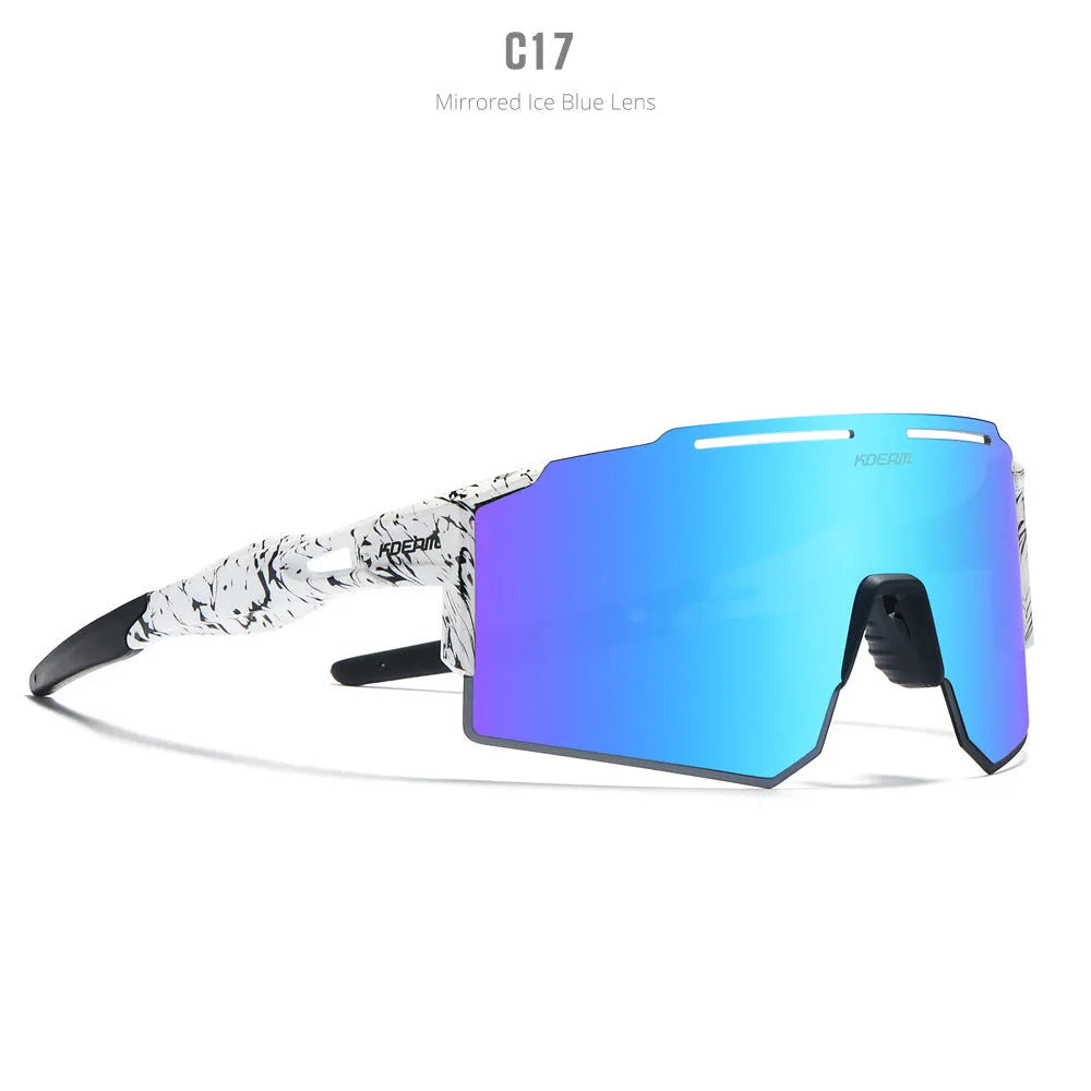 Ultralight polarised cycling sunglasses with frameless TR90 frame in a selected colour.