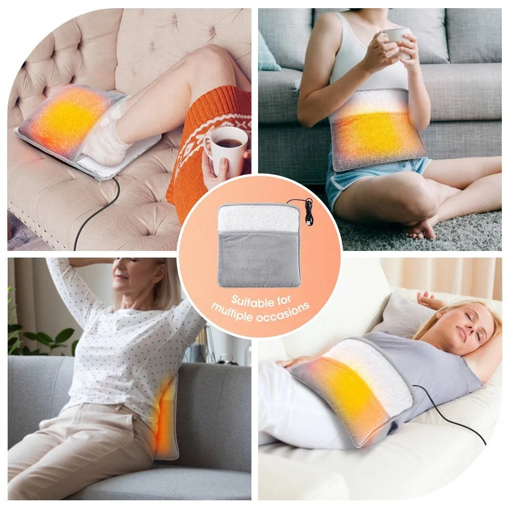 Grey USB heating feet warmer with cord and mechanical switch on floor