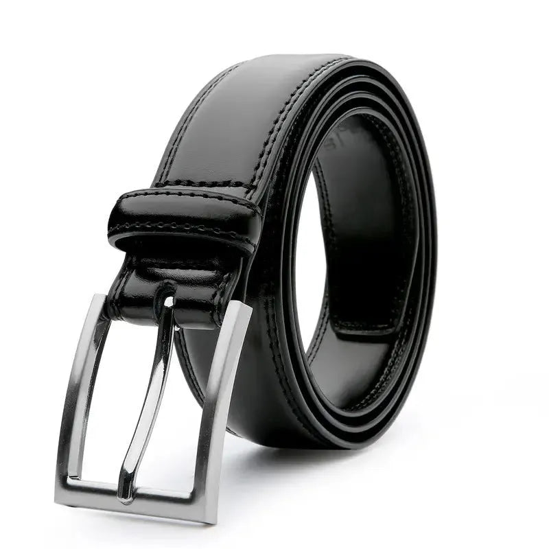 Men's casual leather belt with a textured 95 grain pattern and an alloy buckle.