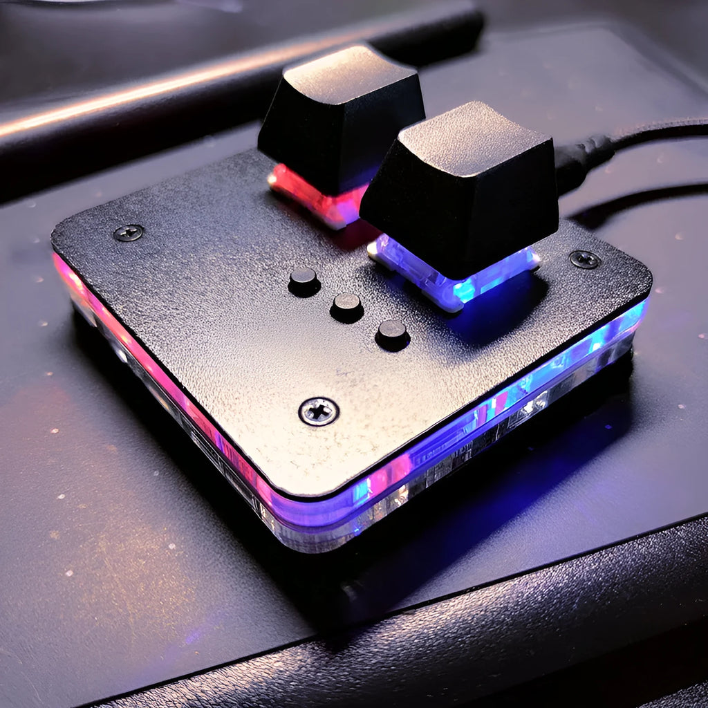 Mini USB keyboard with touch panel in black, grey, pink or white colours on white background
