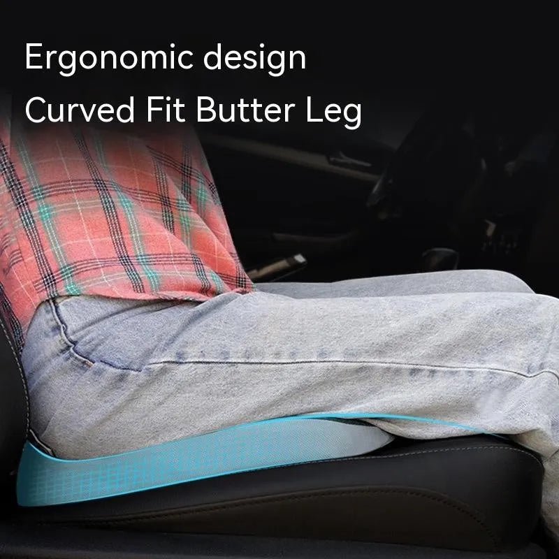Curved bevel seat cushion with memory foam for tailbone support during driving