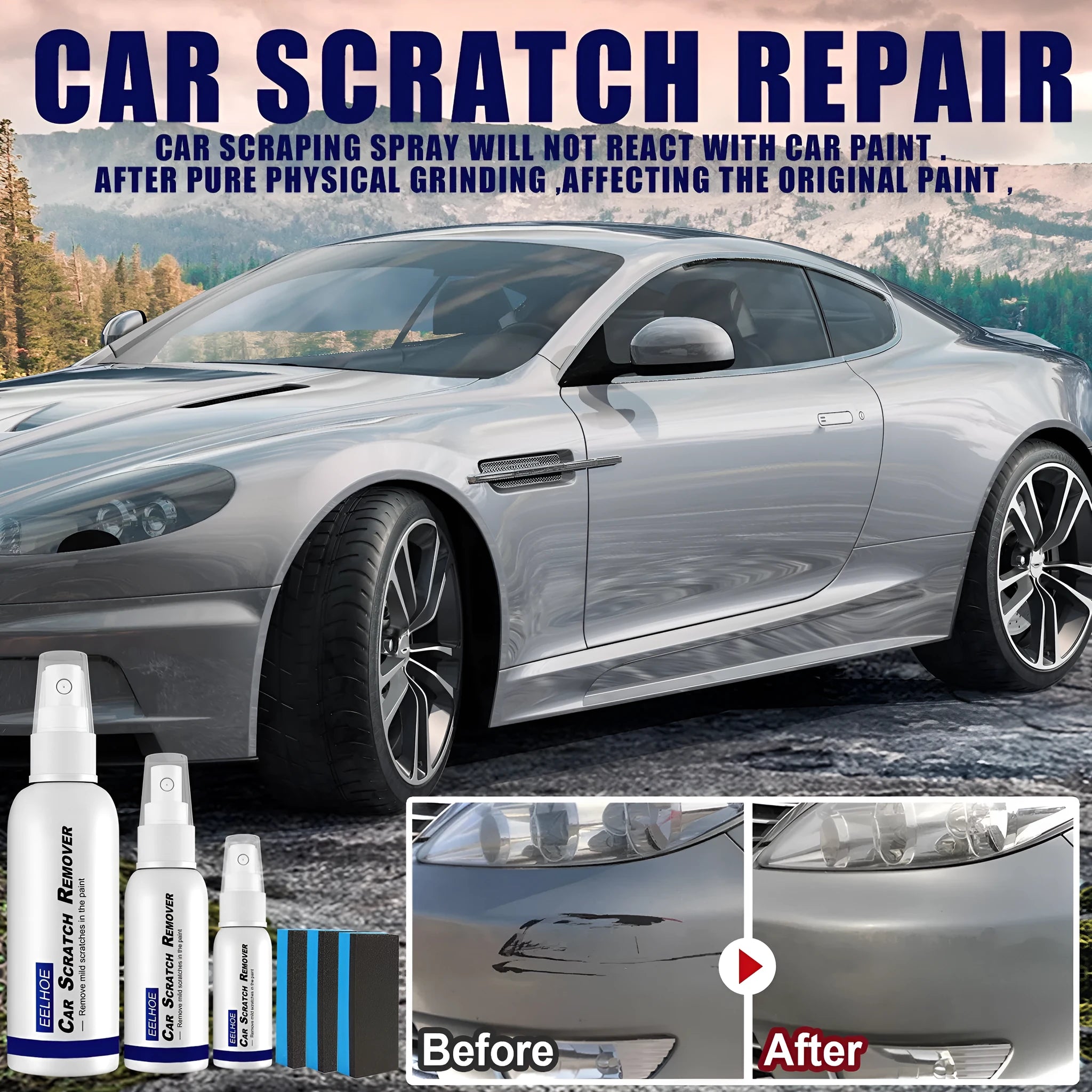 Car paint scratch repair spray in spray bottle for surface scratch removal