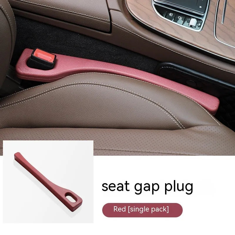 A pair of flexible polyurethane car seat gap strips in a choice of black, brown, red, or beige colours.