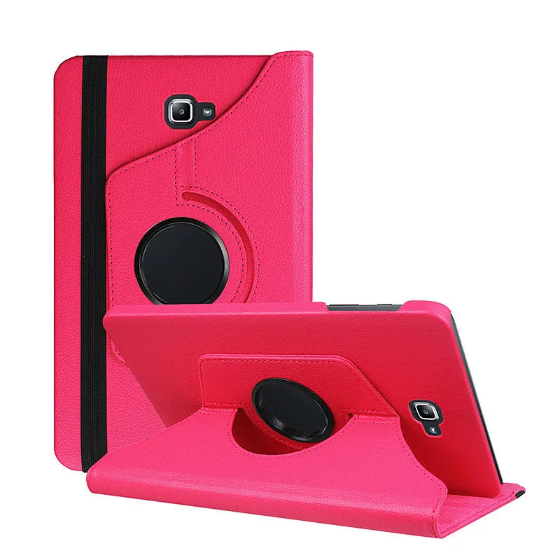 iPad 1 rotating leather protective case in clamshell design showing multiple colour options.