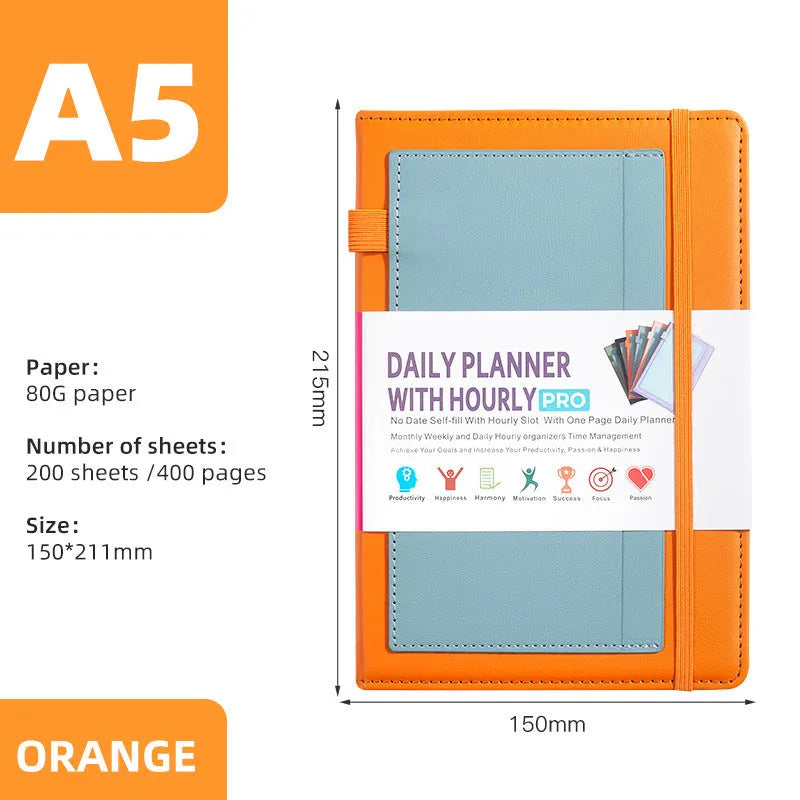 Creative trend undated notebook with strap closure in purple, available with planning stickers.