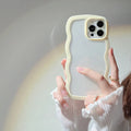 Wave border solid colour TPU phone case for iPhone in purple, flexible protective cover