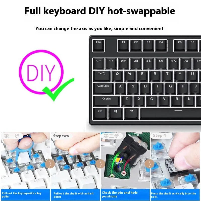 87-key mechanical gaming keyboard with colourful keycaps and metal chassis