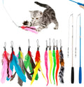 Cat teaser fishing rod set with two poles and ten feather replacement heads