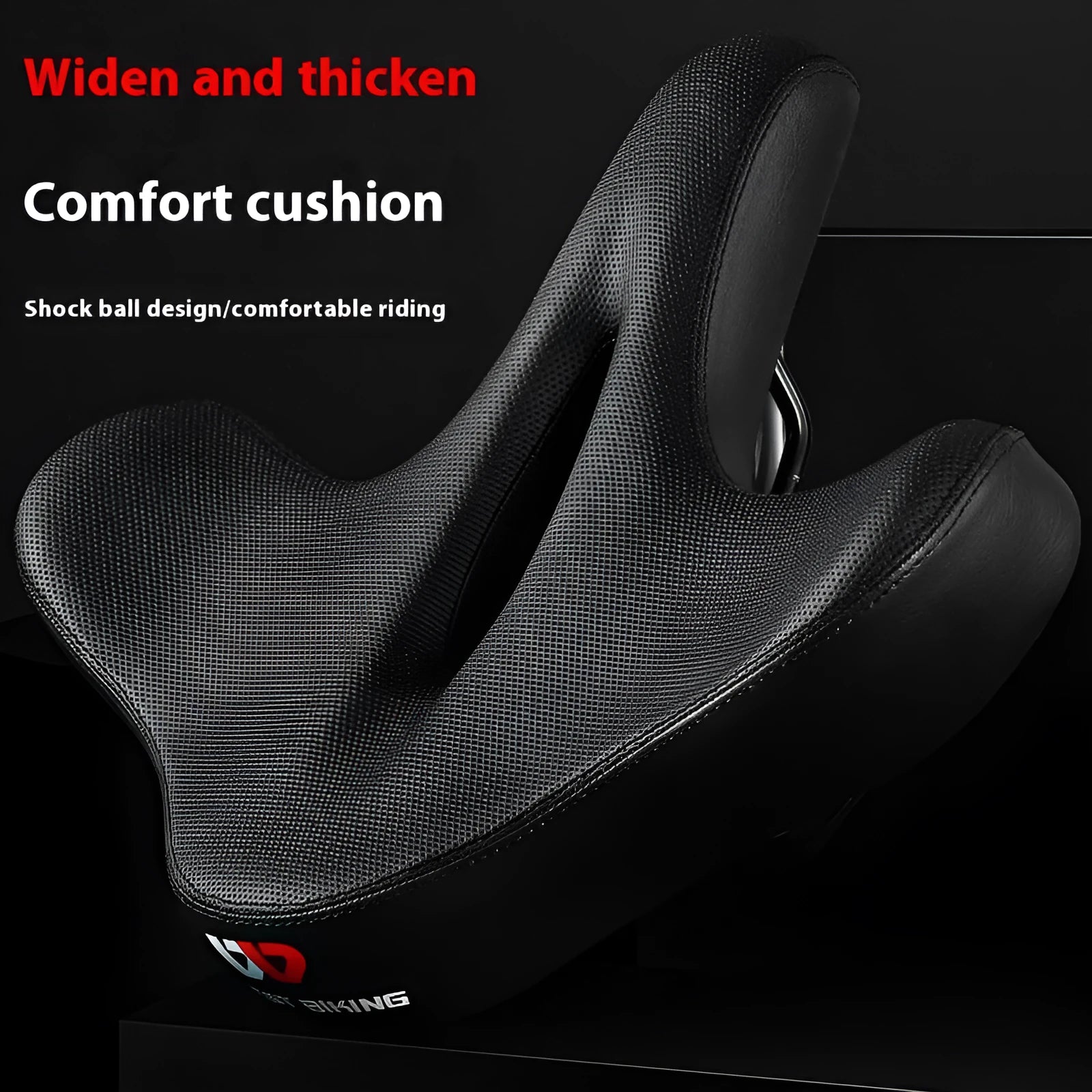 Black bicycle seat cushion with leather cover and foam padding