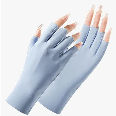 Women's UPF50 ice silk sun protection gloves in multiple colours for driving and gardening