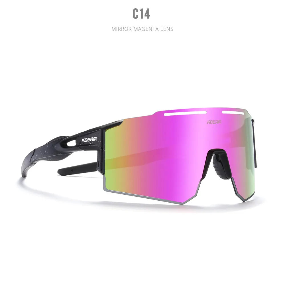 Ultralight polarised cycling sunglasses with frameless TR90 frame in a selected colour.