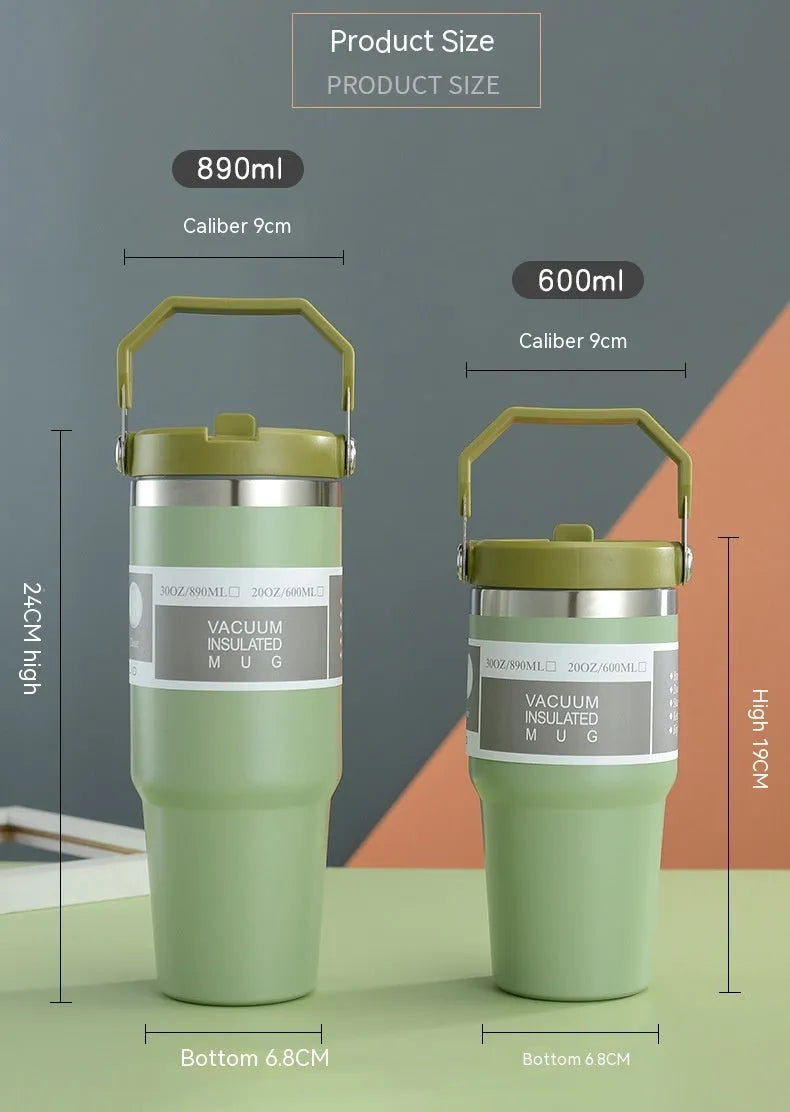 30oz insulated stainless steel travel tumbler with powder-coated finish and splash-proof sliding lid
