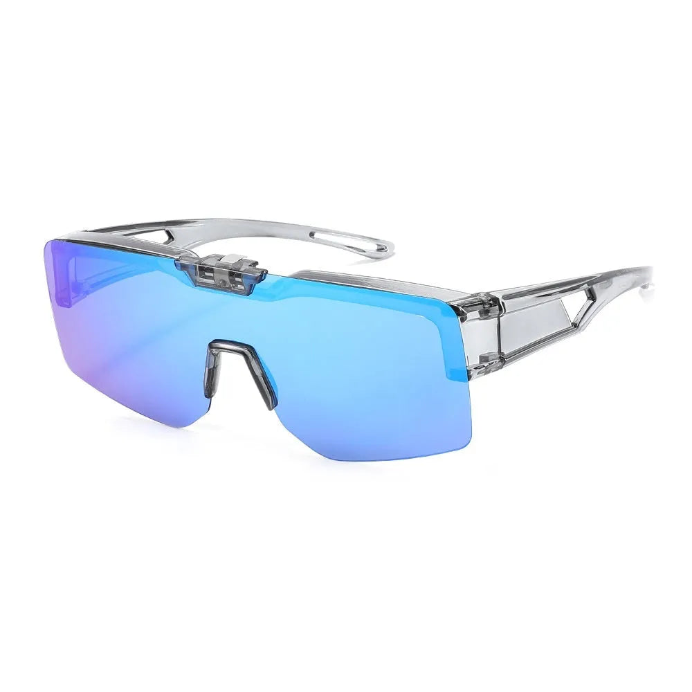 UV protection clamshell sunglasses with TAC lens and TR90 frame in sand green frame with gray lens