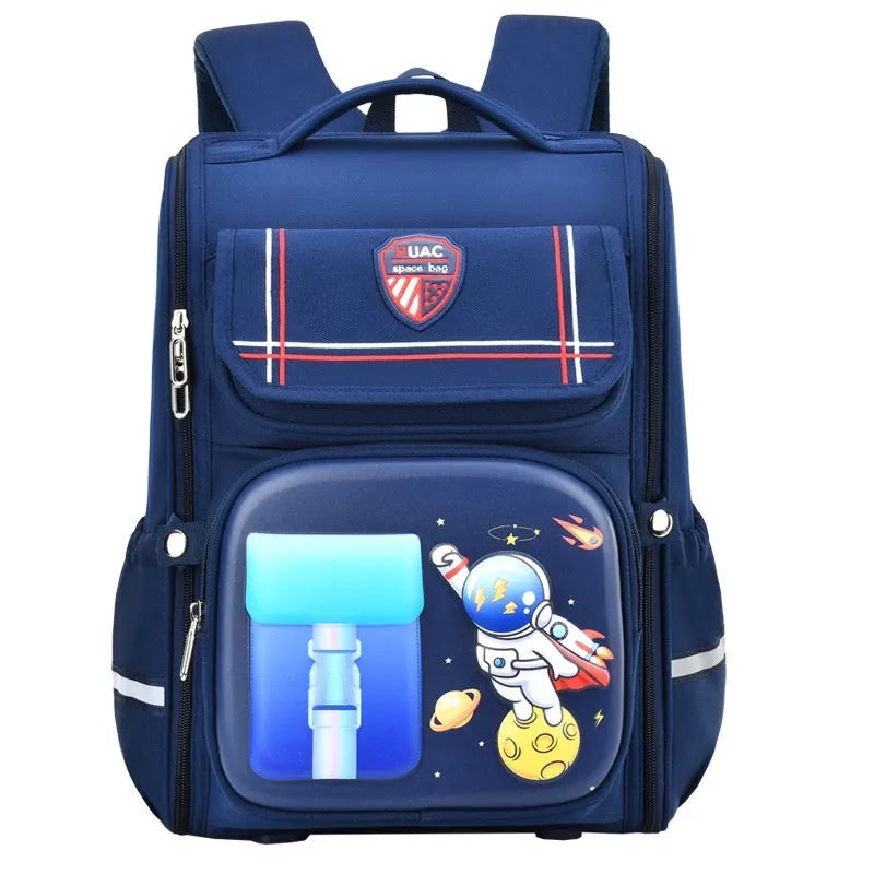 Large capacity children's cartoon backpack with airpillow straps for spine protection in Oxford cloth