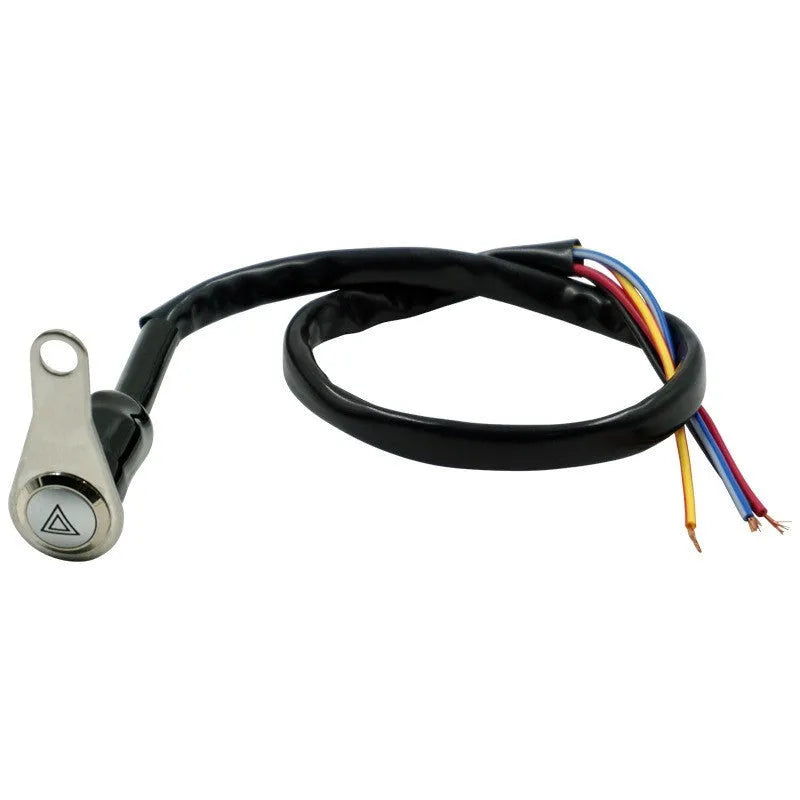 Black stainless steel motorcycle switch with metal button and light ring for double-flash control