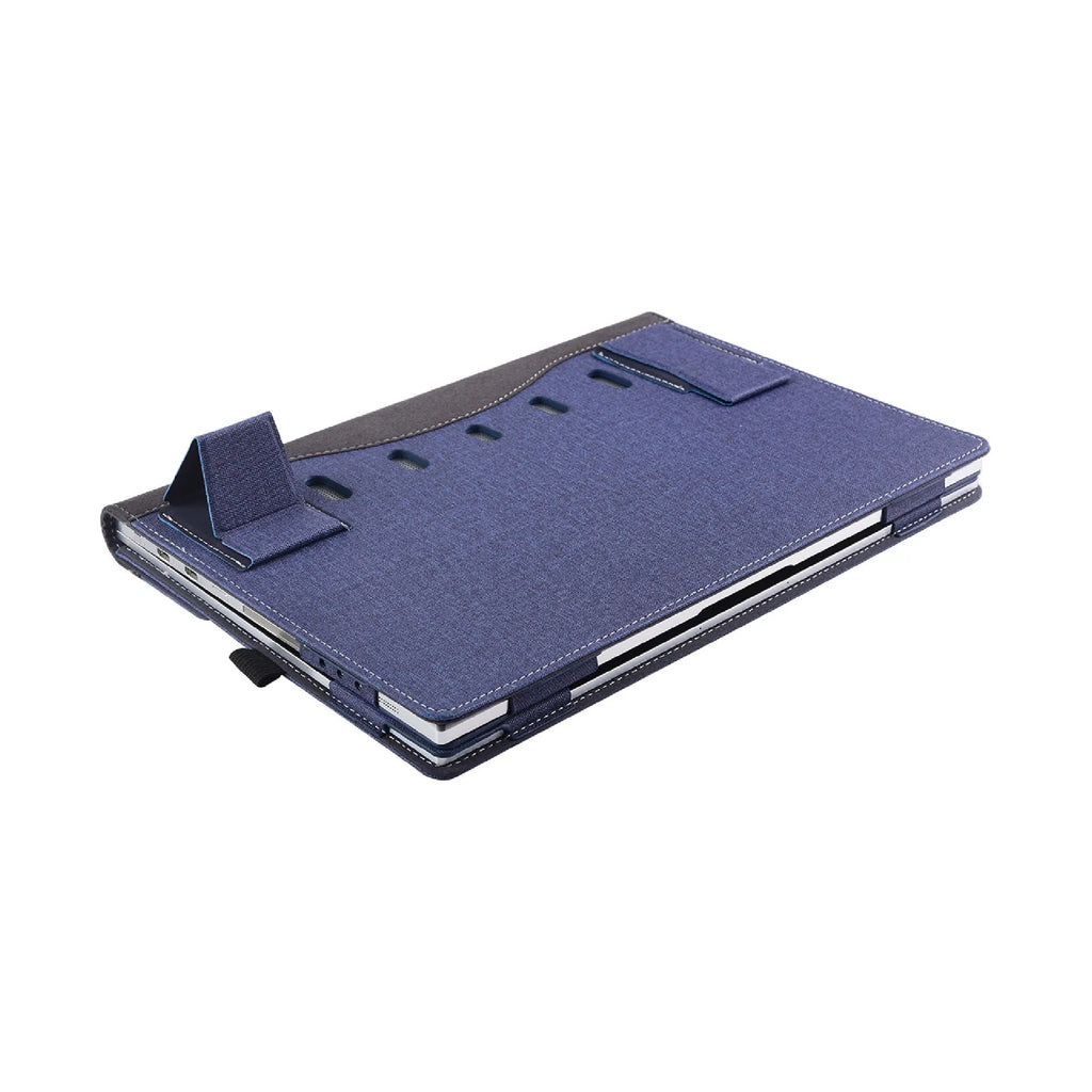 Black imitation leather protective sleeve for Microsoft Surface Laptop 6 with Chinese-style fabric detailing
