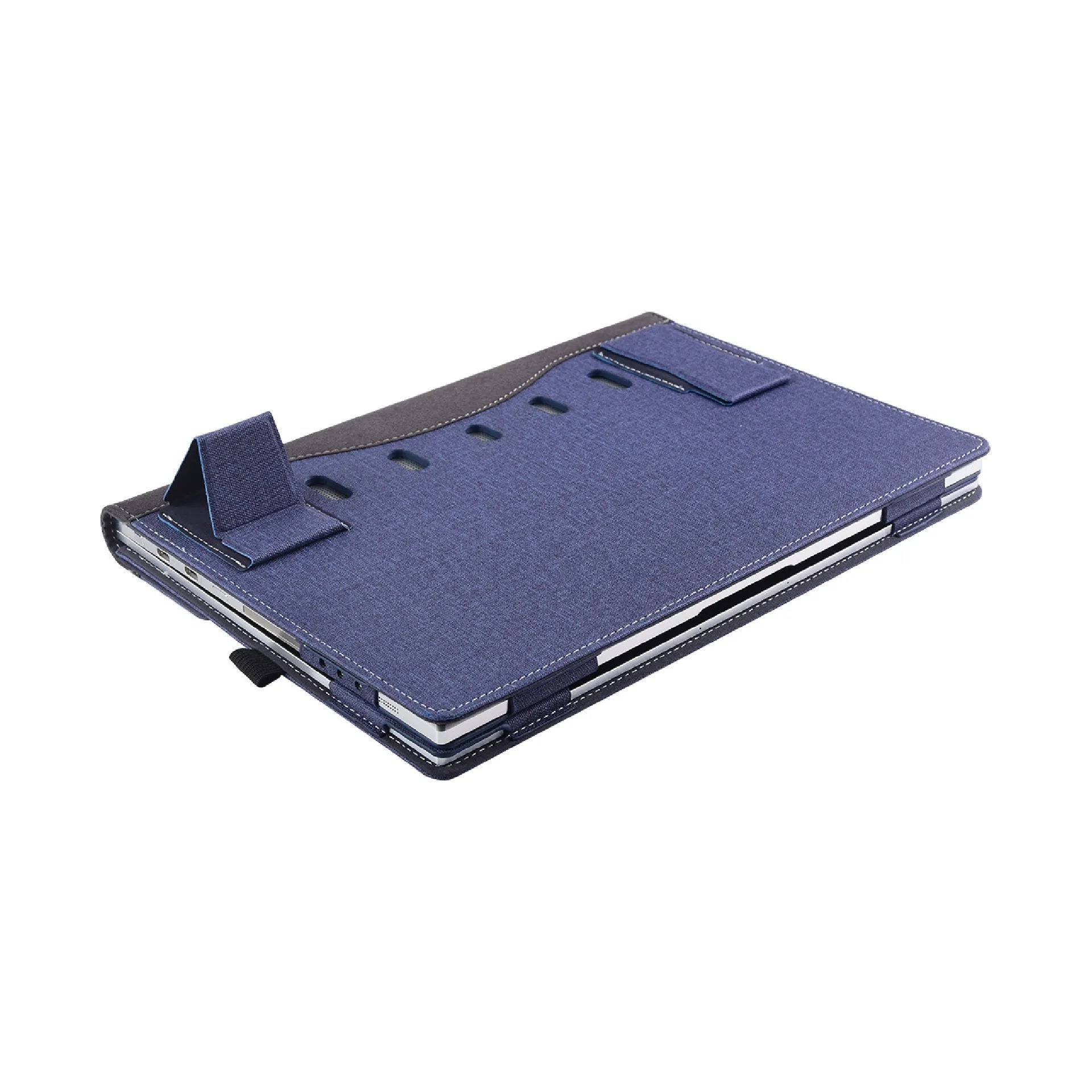 Black imitation leather protective sleeve for Microsoft Surface Laptop 6 with Chinese-style fabric detailing