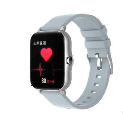 Smart watch with 1.7-inch colour touch screen showing fitness metrics on black strap