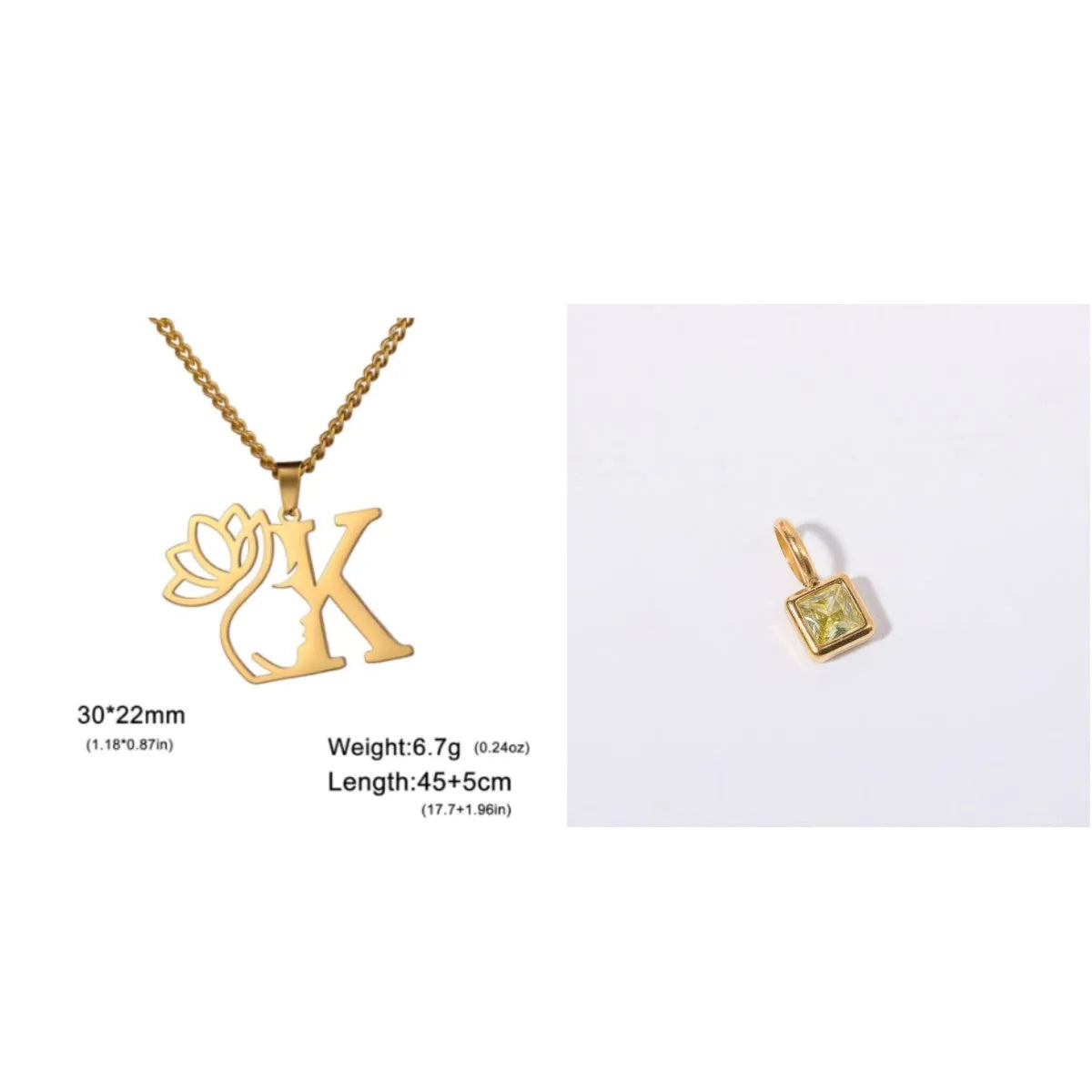 Stainless steel cross chain necklace with pendant in gold or steel colour