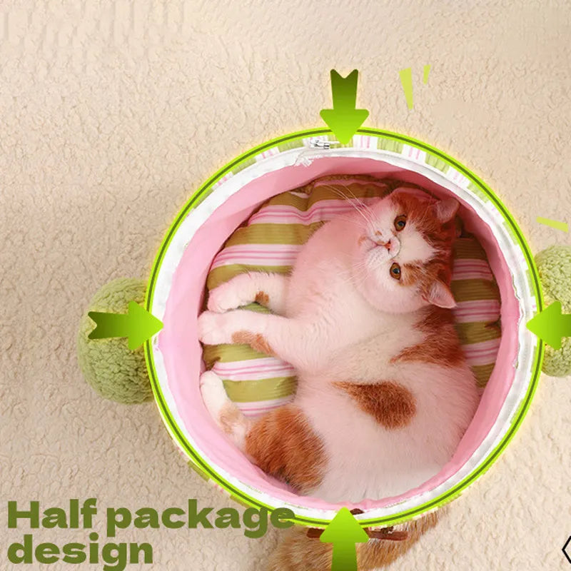 Green cauliflower-shaped pet house with tree hole entrance for small dogs and cats
