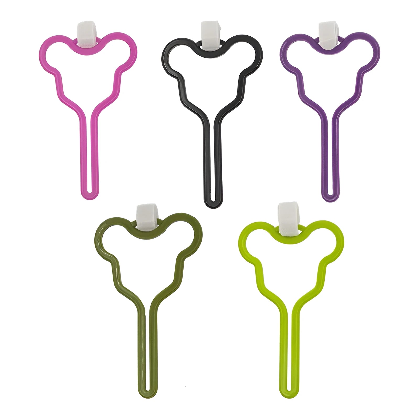 A dog poop bag holder with a fixed clip and adjustable Velcro strap, shown in a random colour.