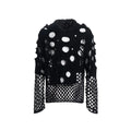 Black men's hoodie with hollow hood and pearl decoration showing loose fit