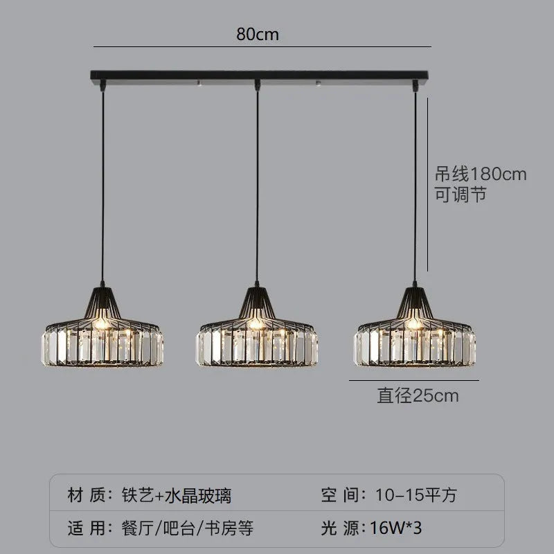 Modern crystal chandelier ceiling lamp in black or gold with LED lighting