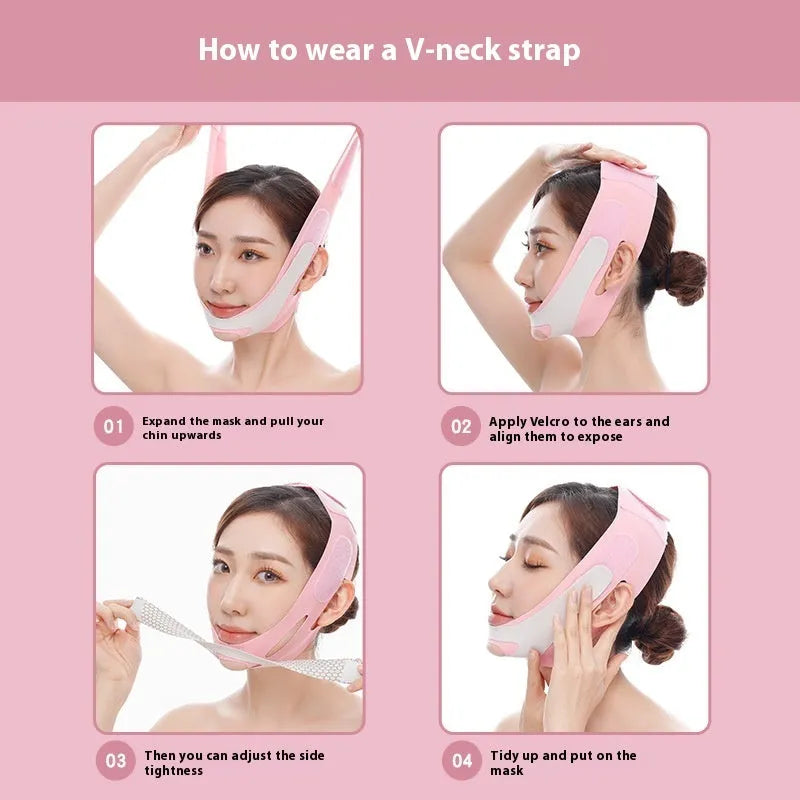 Far infrared elastic V face bandage facial care tool in pink and black colour options