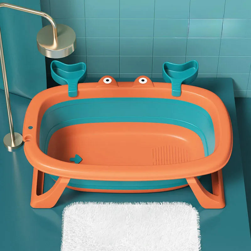 Blue foldable plastic pet tub for washing a small dog or cat.