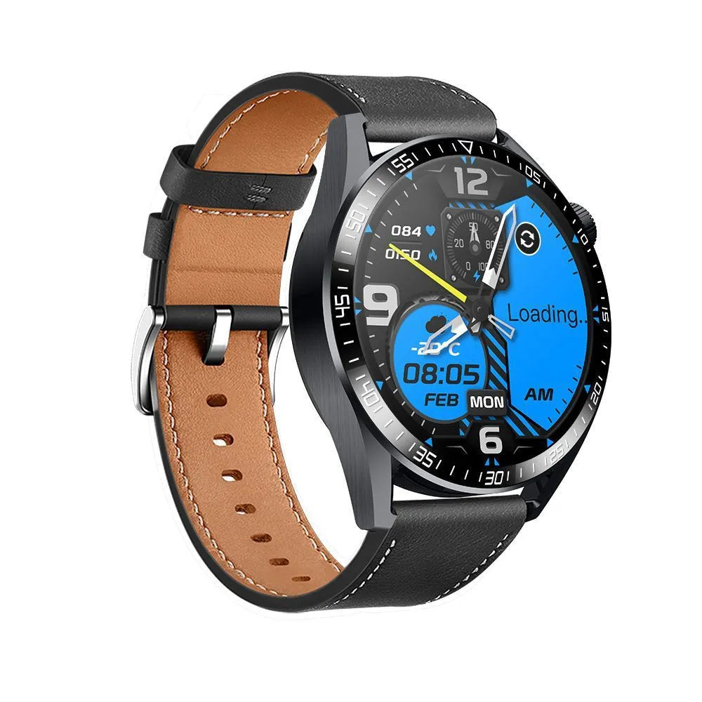 Black GS3 Max smartwatch on wrist showing home screen with time and health stats.