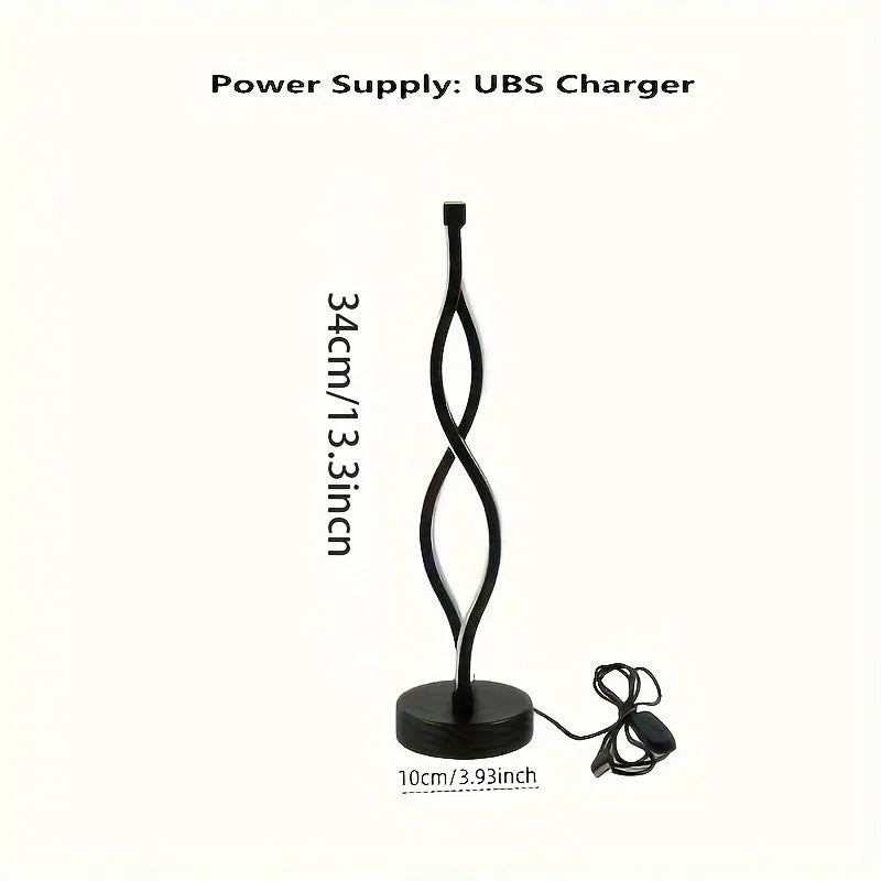 Black aluminium desk lamp with a dimming button and touch controls for blue and pink light