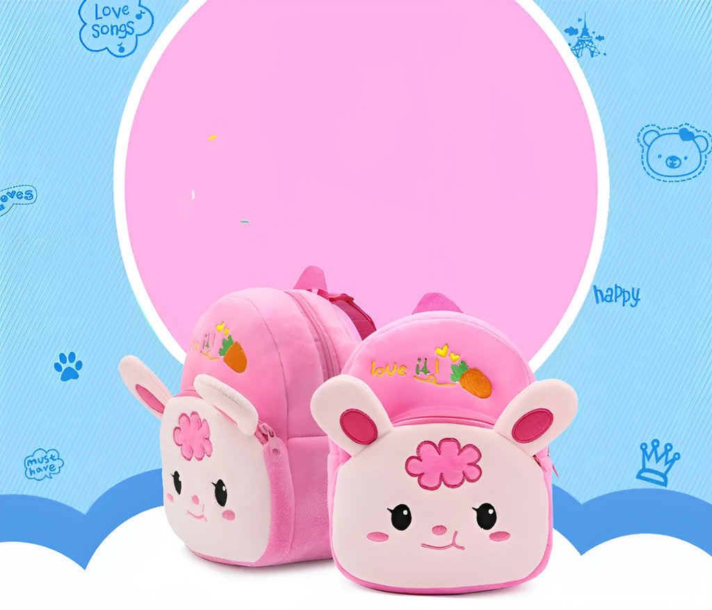 Soft plush backpack with cartoon Radish Rabbit design, small size, anime pattern, polyester lining