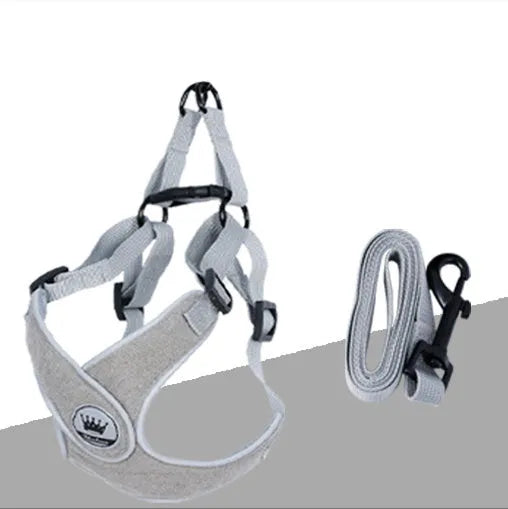 Adjustable mesh dog harness with reflective chest strap in multiple colour options