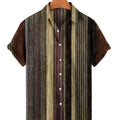 Men's short sleeved lapel printed diamond shaped top in loose fit cardigan style