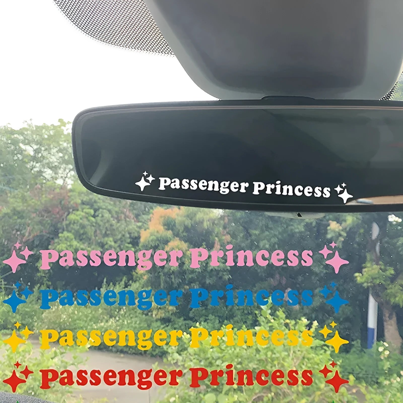 Passenger Princess decorative car sticker for rearview mirrors measuring 12.5cm