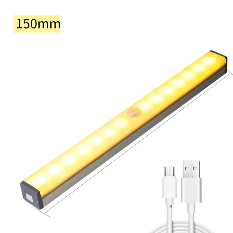 Magnetic USB rechargeable LED closet light with motion sensor in aluminium housing