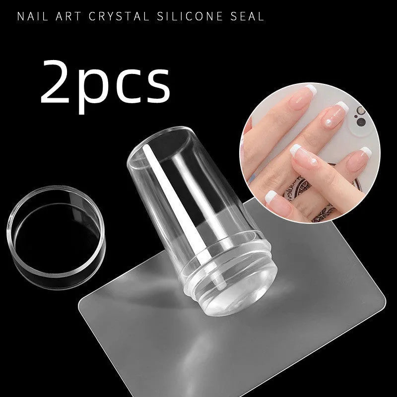 2.8cm covered nail art silicone stamp and scraper set for French manicure printing