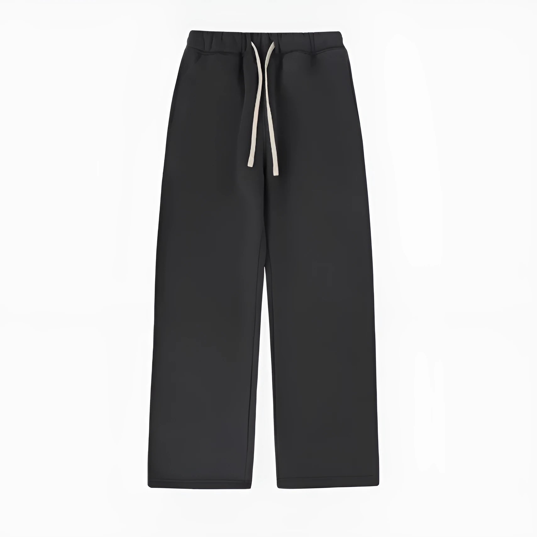 Men's fleece-lined sweatpants with elastic drawstring waist in loose fit design