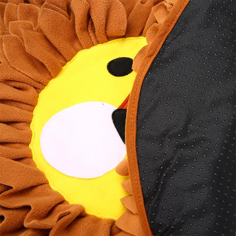 Brown layered sniffing pad for dogs and cats measuring 33cm with treat hiding pockets
