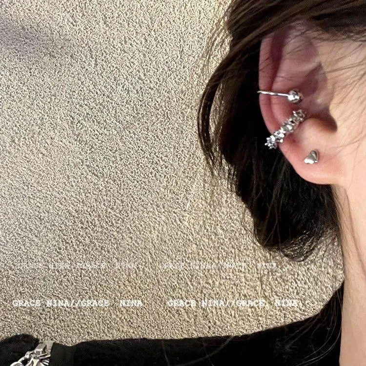 Geometric irregular clip-on earrings in frosty B4710 colour, alloy double earrings for women
