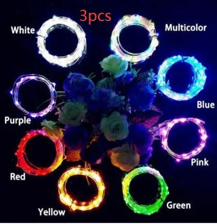 Wine bottle LED string lights with copper wire and bottle stopper for decorative illumination