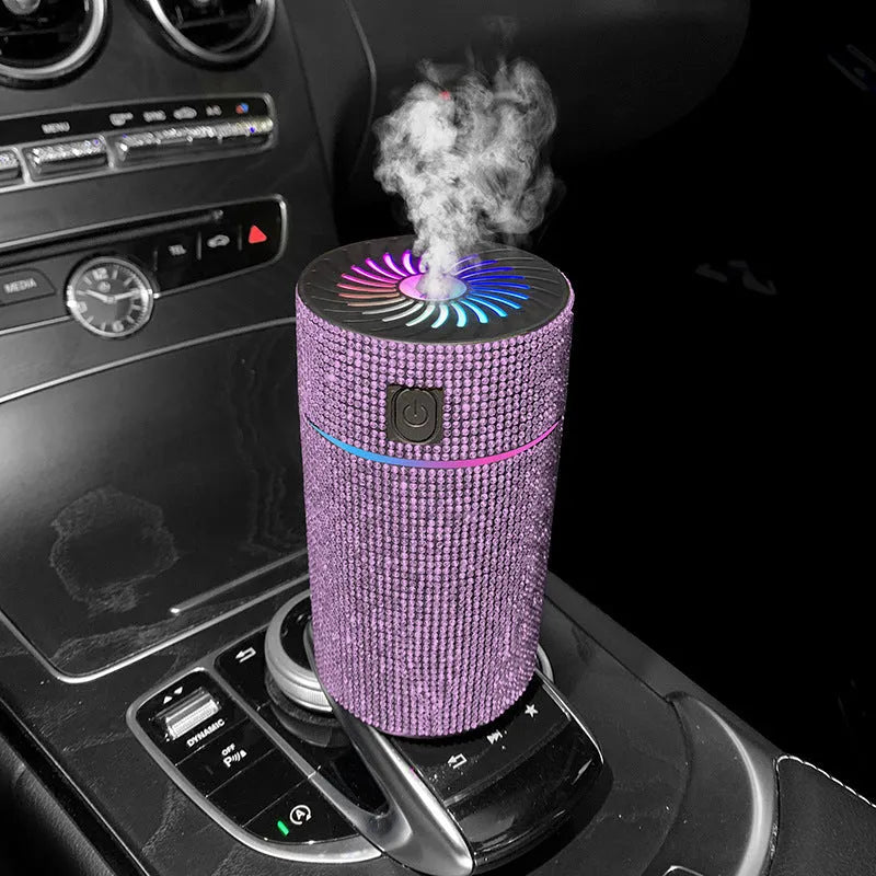Car mounted air purification humidifier in diamond material with USB power cable