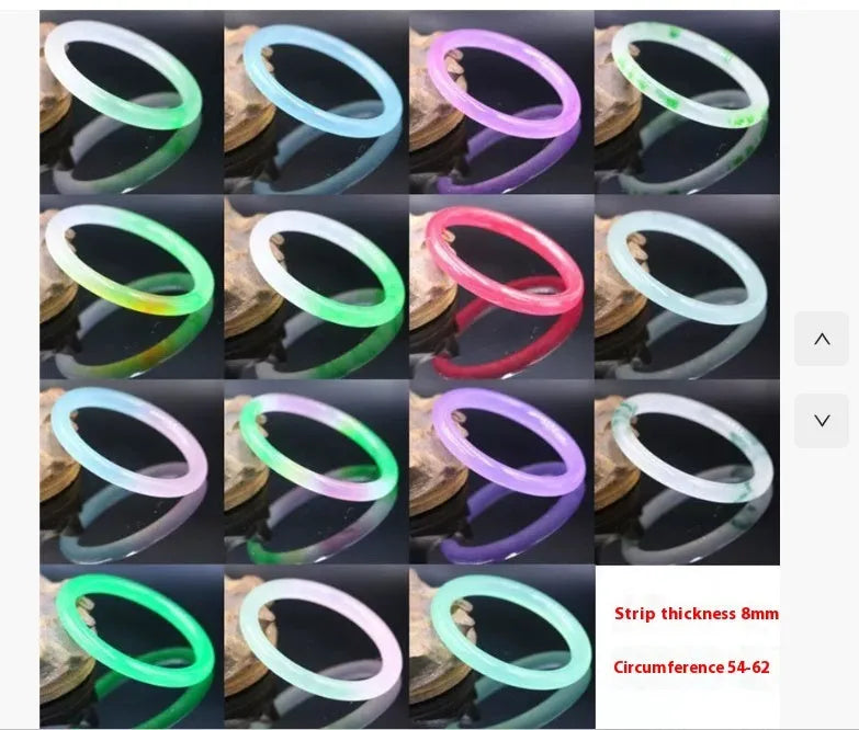 Women's jade bracelet with floating flower design in ice-like emerald appearance