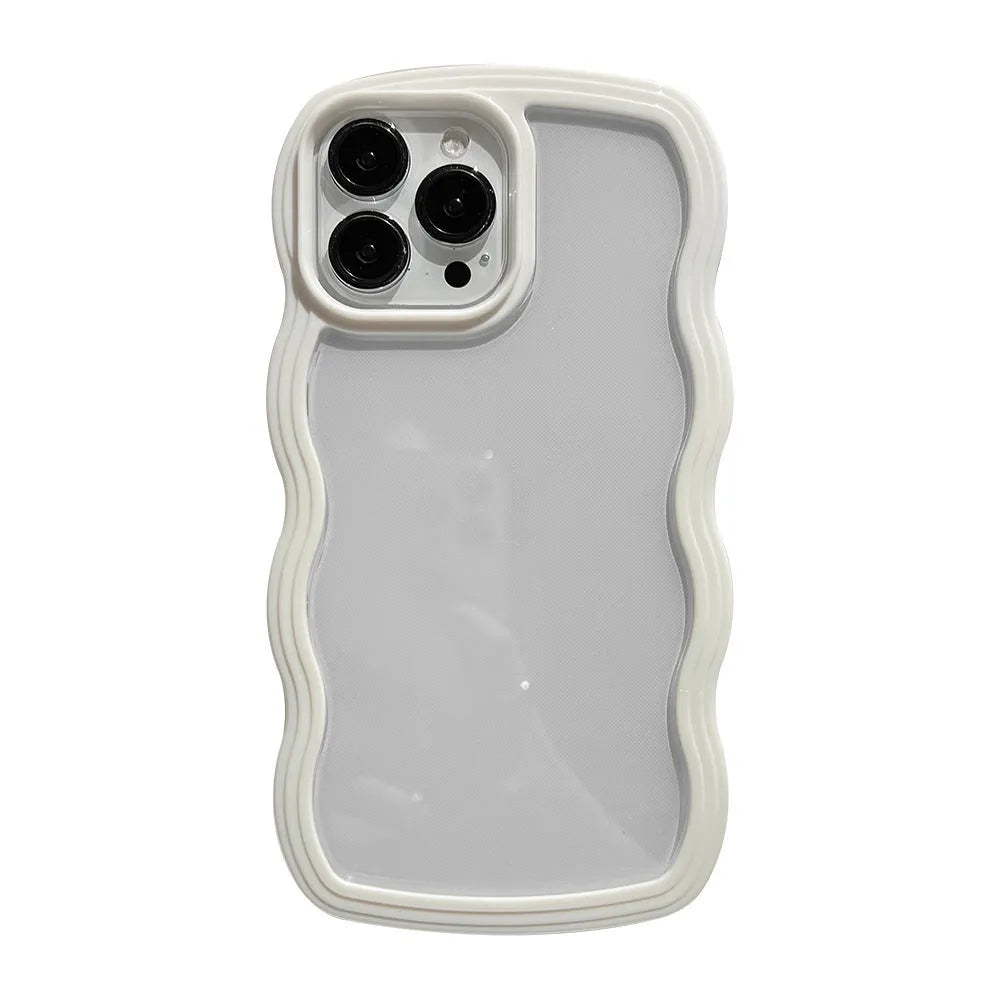 Wave border solid colour TPU phone case for iPhone in purple, flexible protective cover