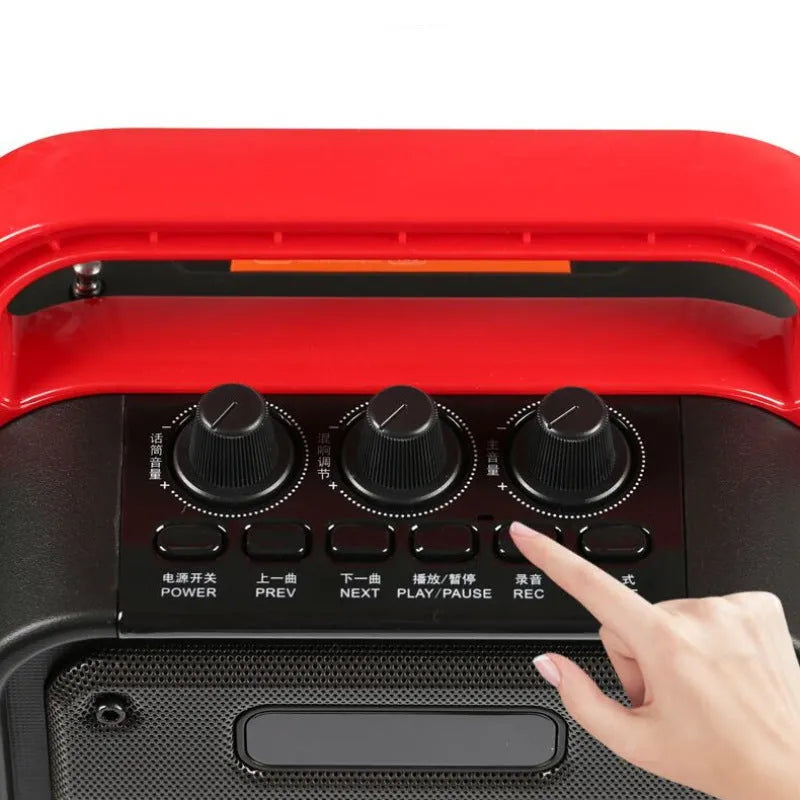 MS62AI portable Bluetooth speaker with wireless microphone in plastic housing